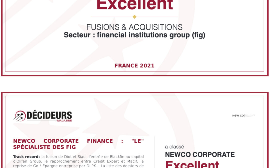 One year after its inception, NewCo Corporate Finance is ranked Excellent in the Leaders League ranking