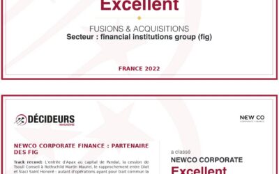 Pour sa deuxième année d’existence, NewCo Corporate Finance est à nouveau classée « Excellent » dans le classement Leaders League