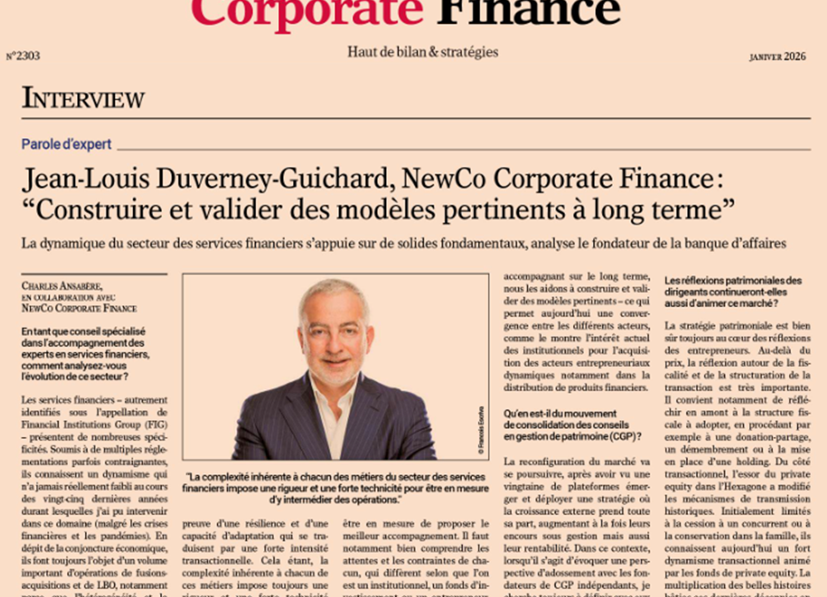 📌 Publication – Le Nouvel Économiste | Corporate Finance